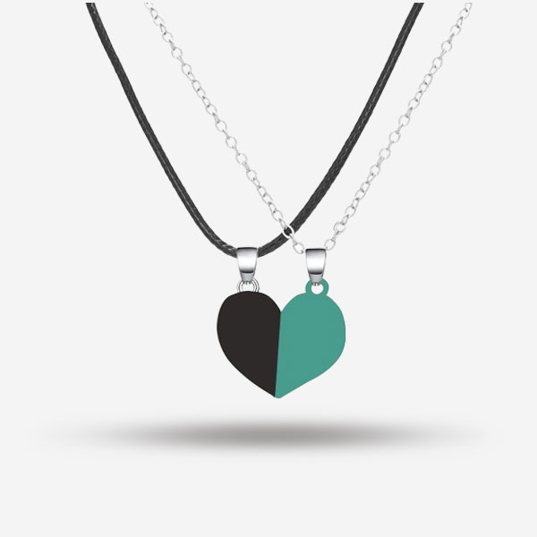 2 Pair Heart-Shaped Magnetic Necklace Set for Couples - Combine Style