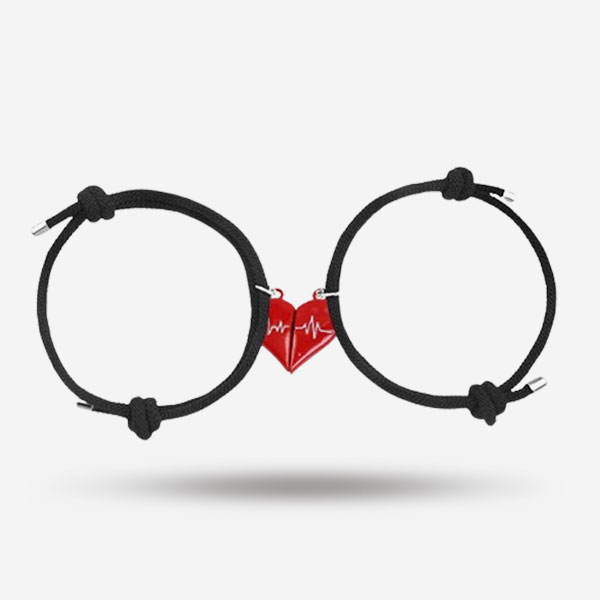 Red Magnetic Heart Couple Bracelets – Comfortable Adjustable Fit