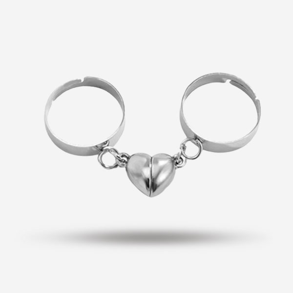 Pair Of Adjustable Magnetic Heart-Shaped Rings for Girls & Boys