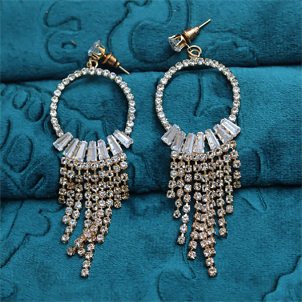  Glamour Touch For Girls & Women Stunning Round-Shaped Crystal Earrings Elegant Accessories For Ears
